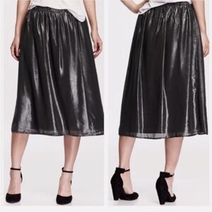 OLD NAVY Silver Metallic Women’s Midi Skirt Elastic Waist